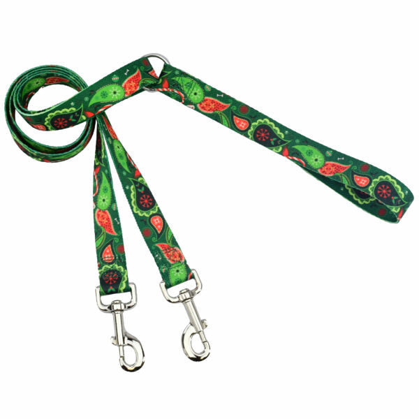 Holiday Paisley Double Connection Leash EarthStyle 2 Hounds Design