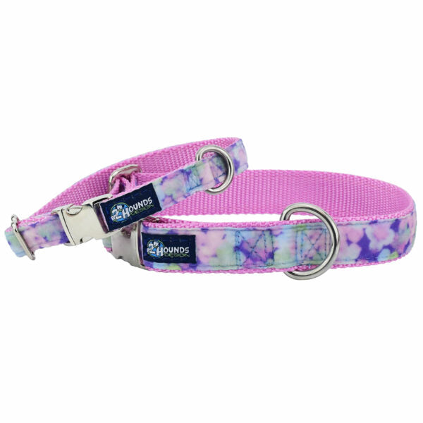 Hydrangea Velvet Essential Martingale Dog Collar 2 Hounds Design