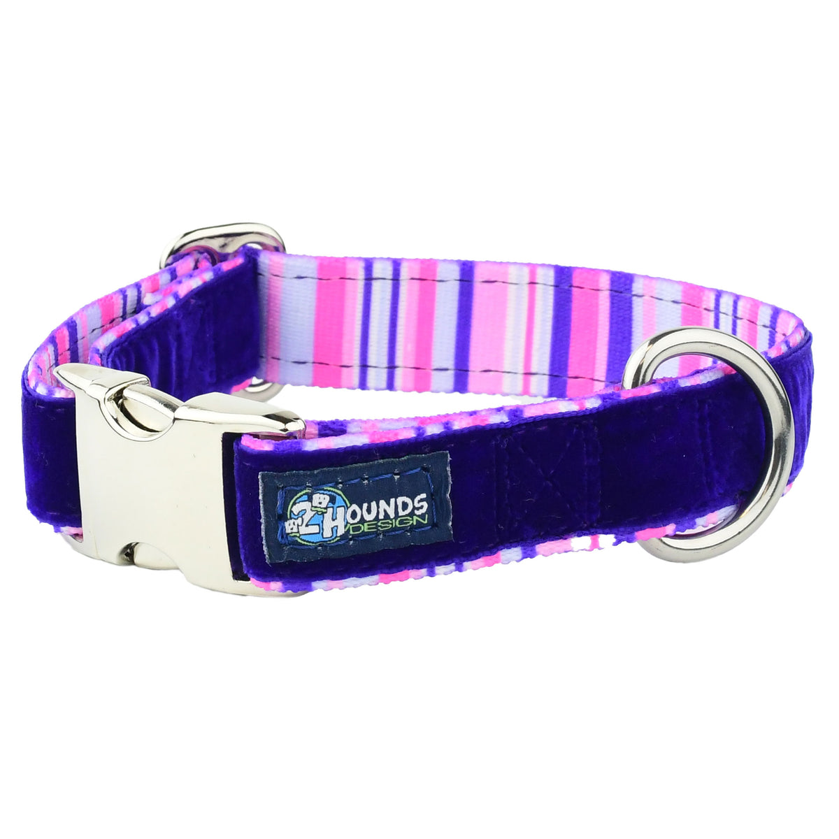 Purple Stripes Velvet Essential Martingale Dog Collar (1″ Only)