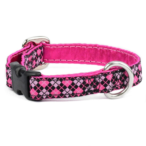 5/8″ Argyle Pink and Black Martingale Dog Collar 2 Hounds Design