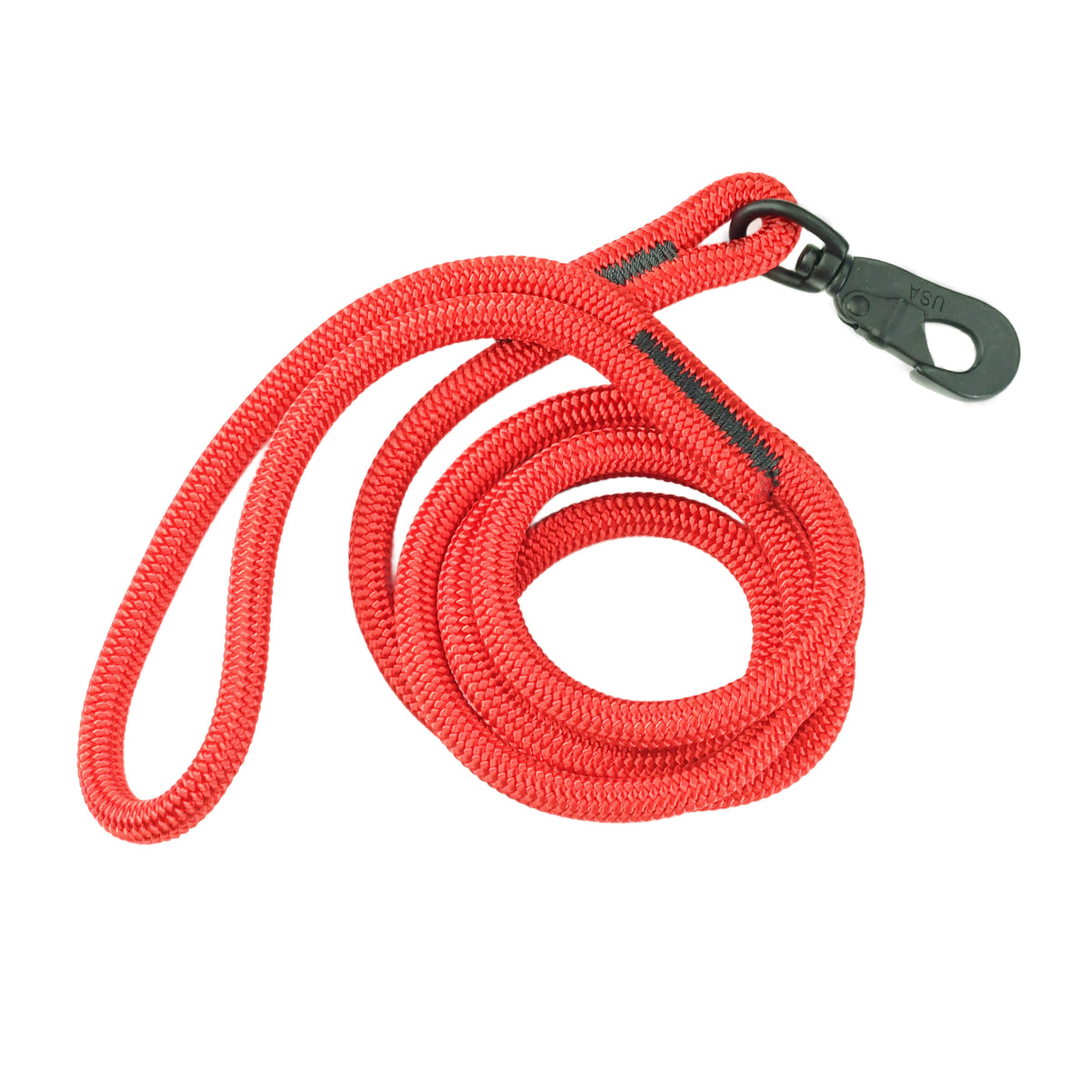 Durable red rope dog leash with heavy-duty twisted design and silver metal clasp