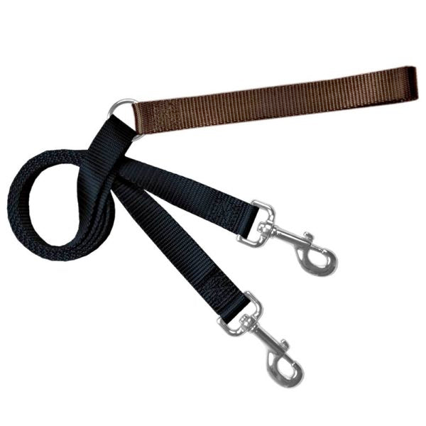 Black and brown training dog leash with adjustable hardware by 2 Hounds Design