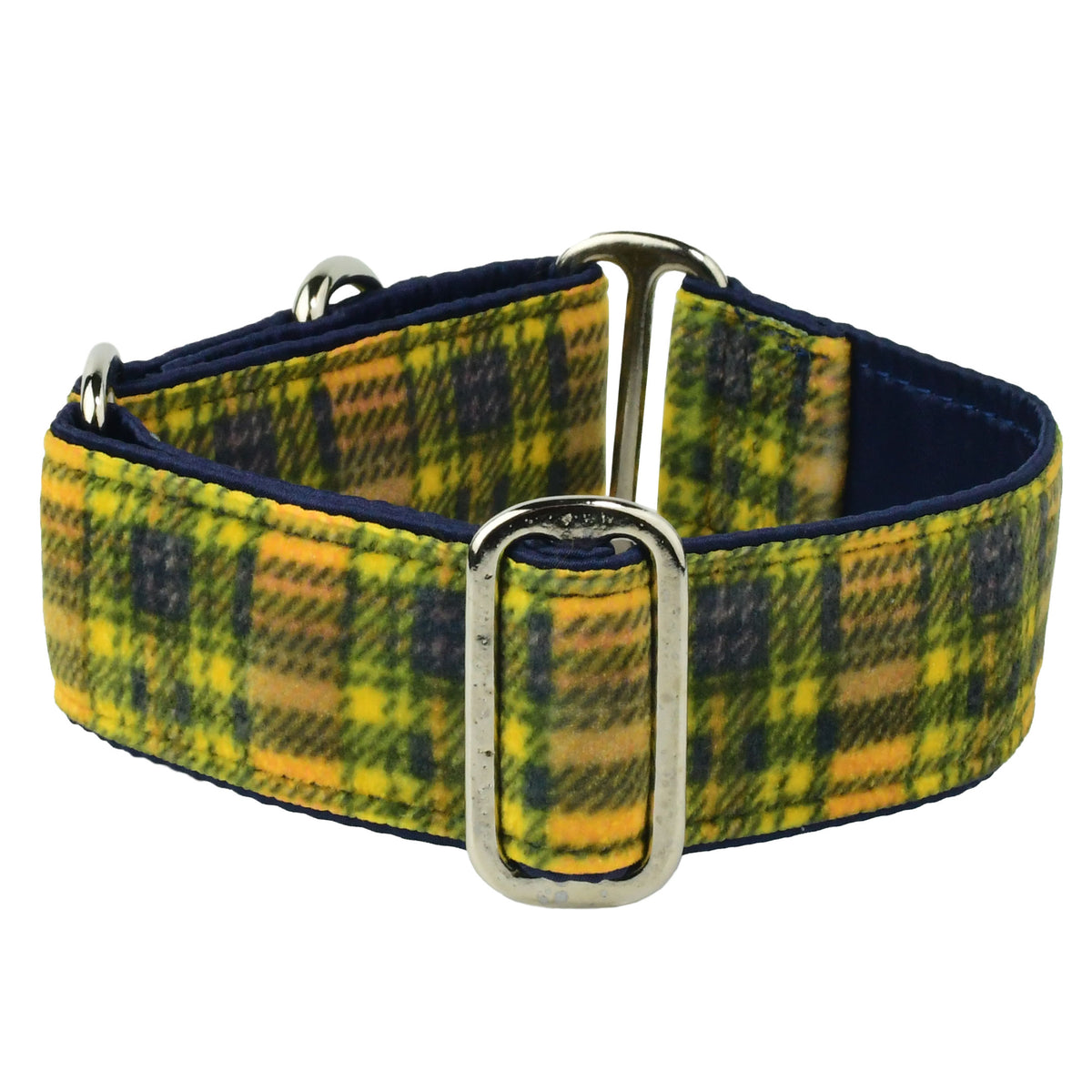 Yellow Plaid Elite Swiss Velvet Buckle Martingale Dog Collar