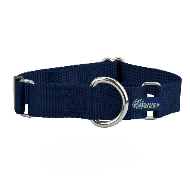 5/8″ and 1″ Navy Blue Nylon Martingale Dog Collar 2 Hounds Design