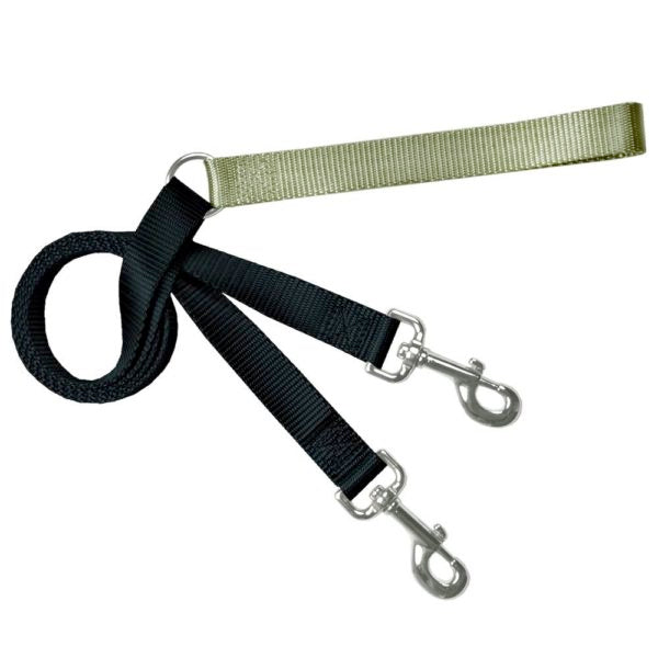 Tan and black training dog leash with adjustable hardware by 2 Hounds Design
