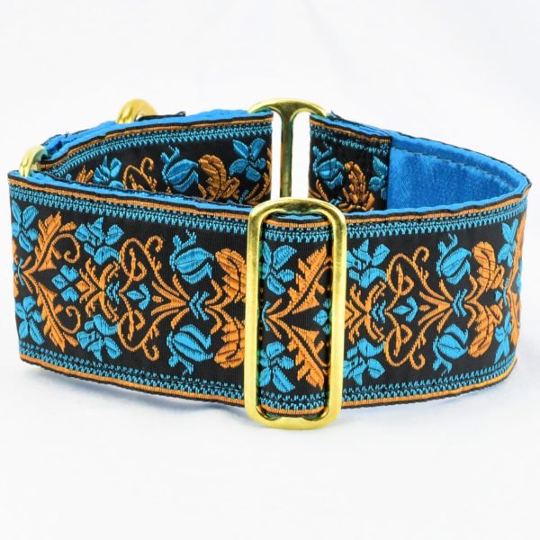 Filigree 2″ Wide Martingale Dog Collar Hounds Design