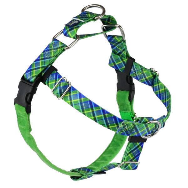 Deep teal with subtle woven texture pattern no-pull freedom dog harness with double leash attachment points by 2 Hounds Design