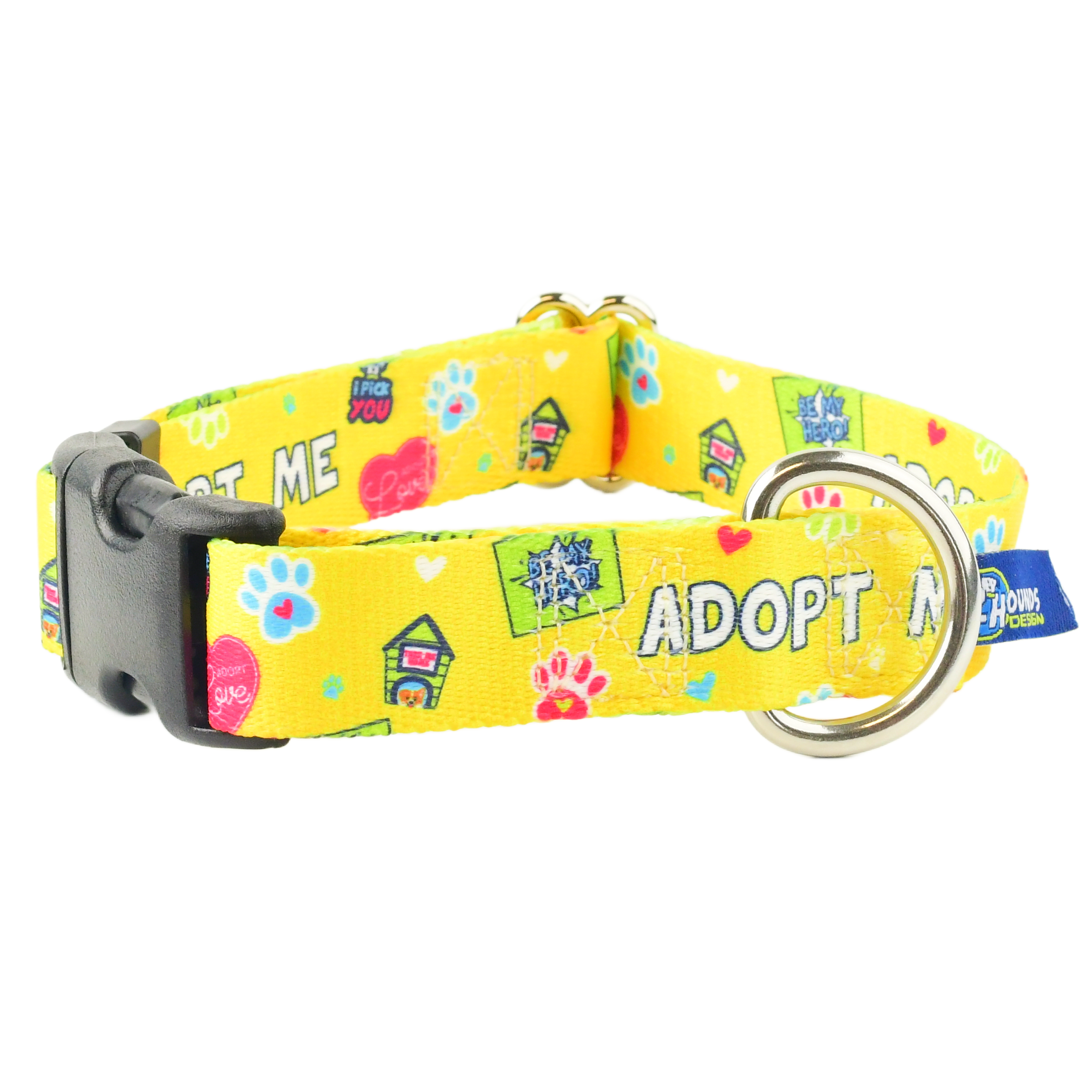 JXGZSO Hundeleine 'Adopt Me' – Polyester, 150 Cm Lang, 3,3 Cm Breit, Gelb, Beidseitig Bedruckt