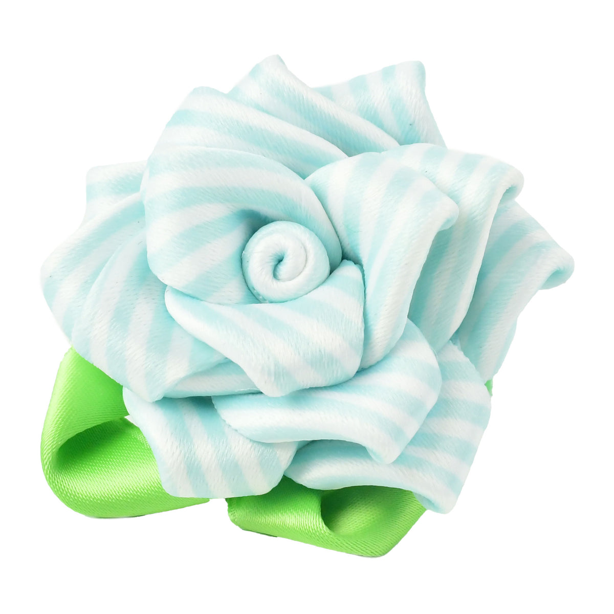Collar Flower -Light Blue and White Stripes