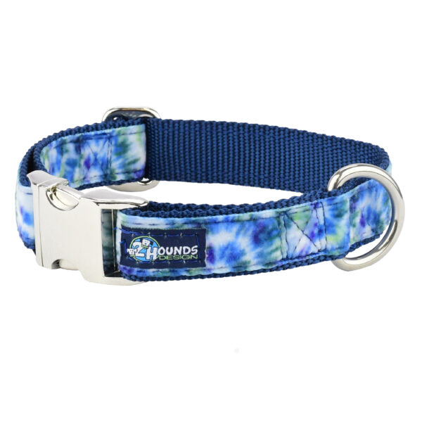 Navy Tie-Dye Velvet Essential Dog Collar - 2 Hounds Design