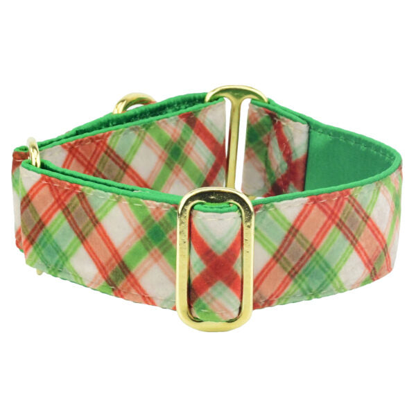 Christmas Plaid Cream Elite Velvet Side Release Dog Collar