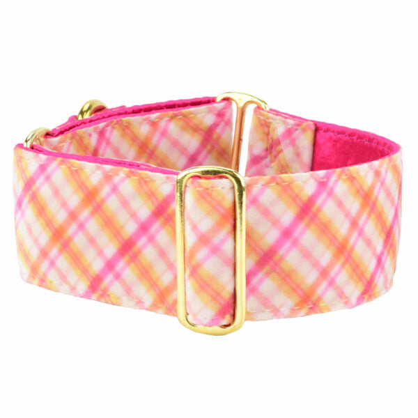 Pink Plaid Elite Velvet Martingale Dog Collar Hounds Design