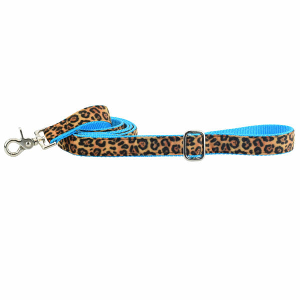 Leopard print velvet leash with silver hardware and adjustable buckle by 2 Hounds Design