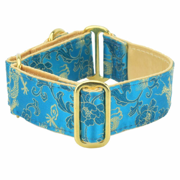 Dragon Turquoise Limited – Silk Brocade Martingale Dog Collar