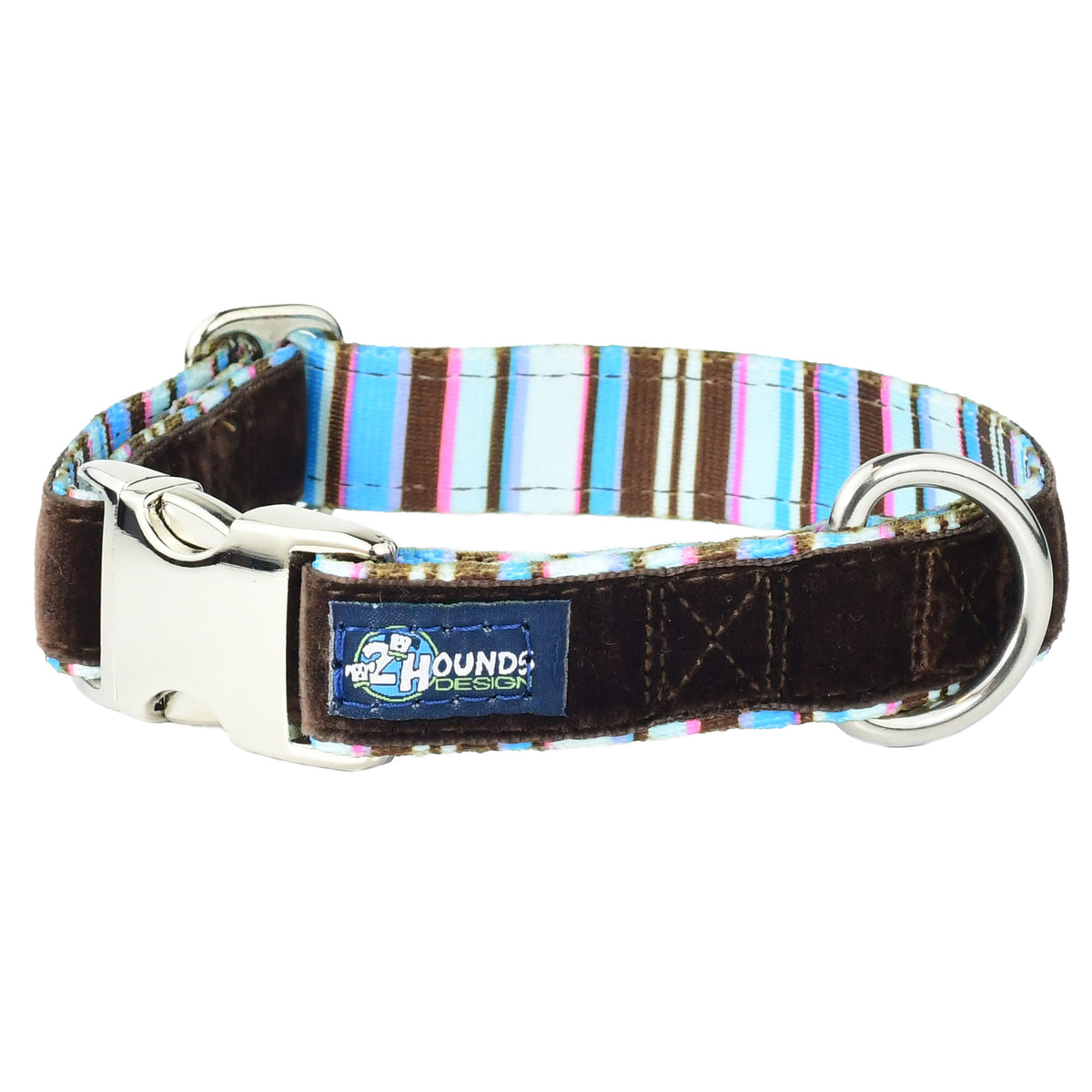 Brown Stripes Velvet Essential Martingale Dog Collar (1″ Only)
