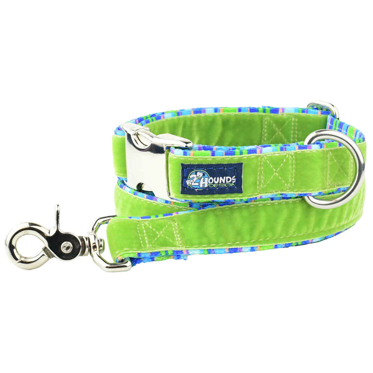 Green Stripes Velvet Essential Martingale Dog Collar (1″ Only)