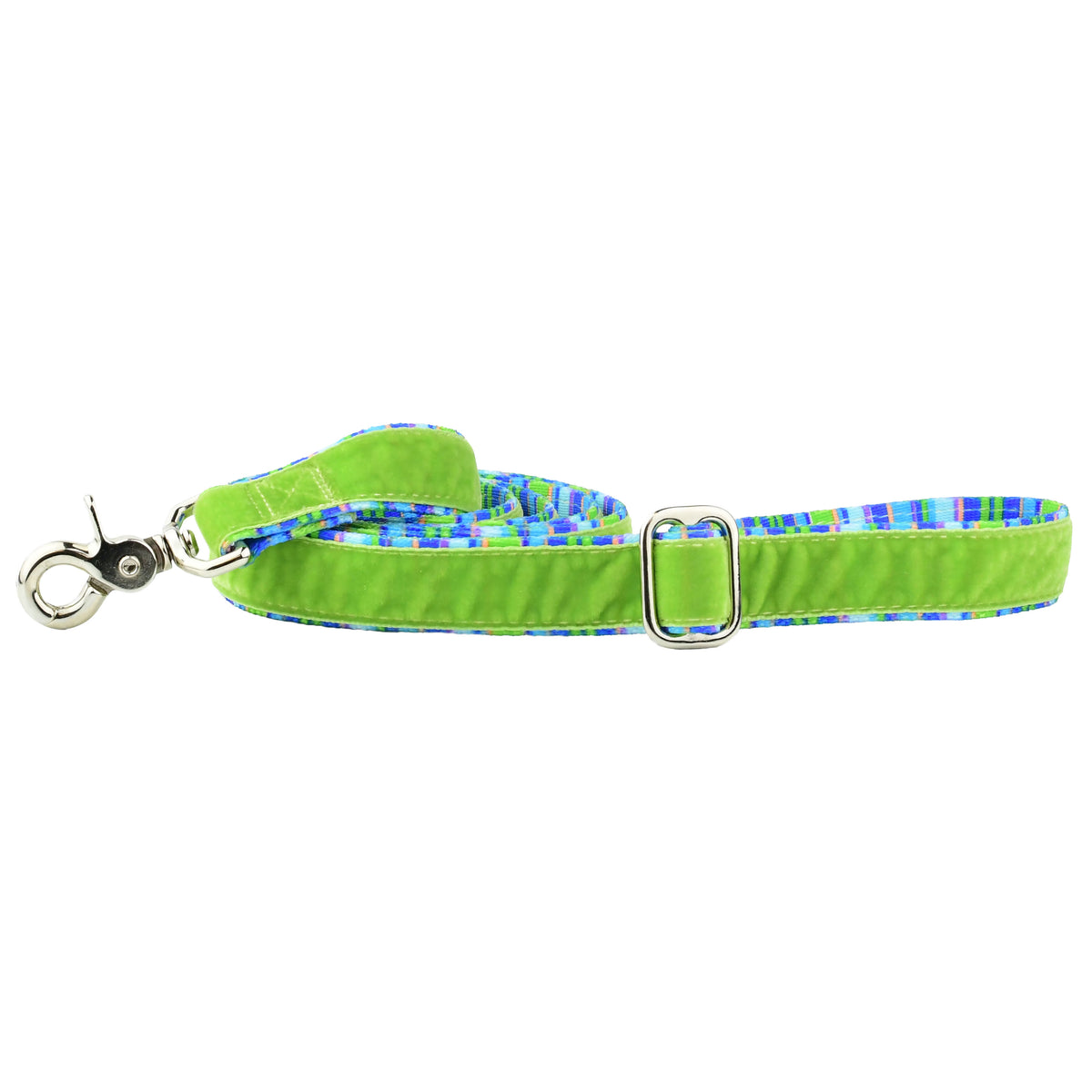 Green Stripes Velvet Essential Buckle Martingale Dog Collar (1″ Only)