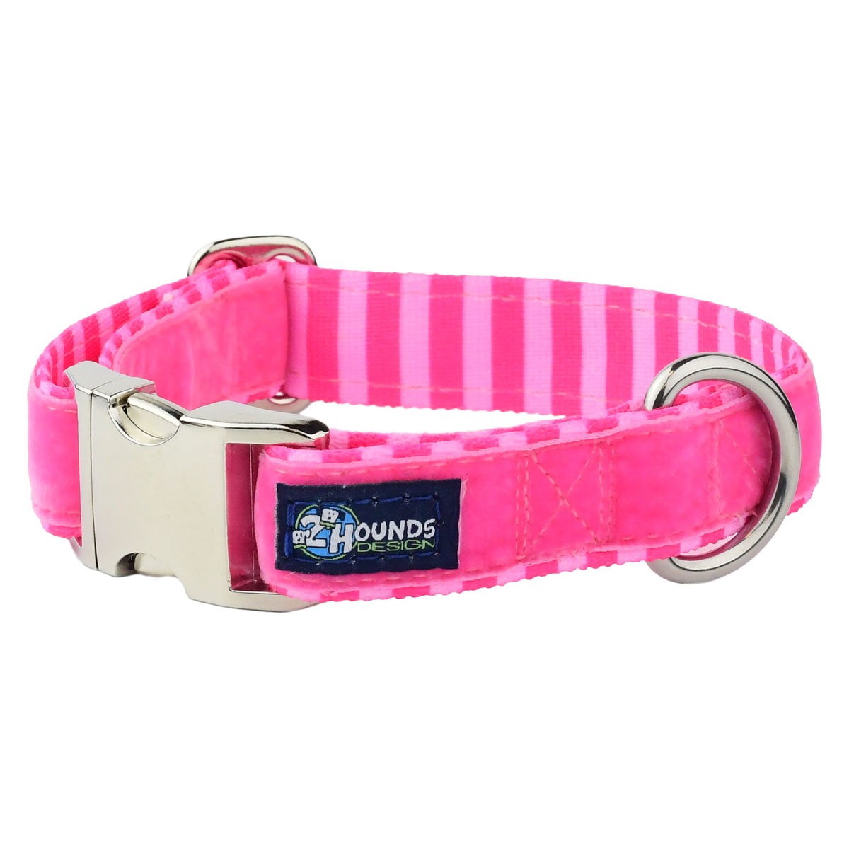 Pink Stripes Velvet Essential Martingale Dog Collar (1″ Only)