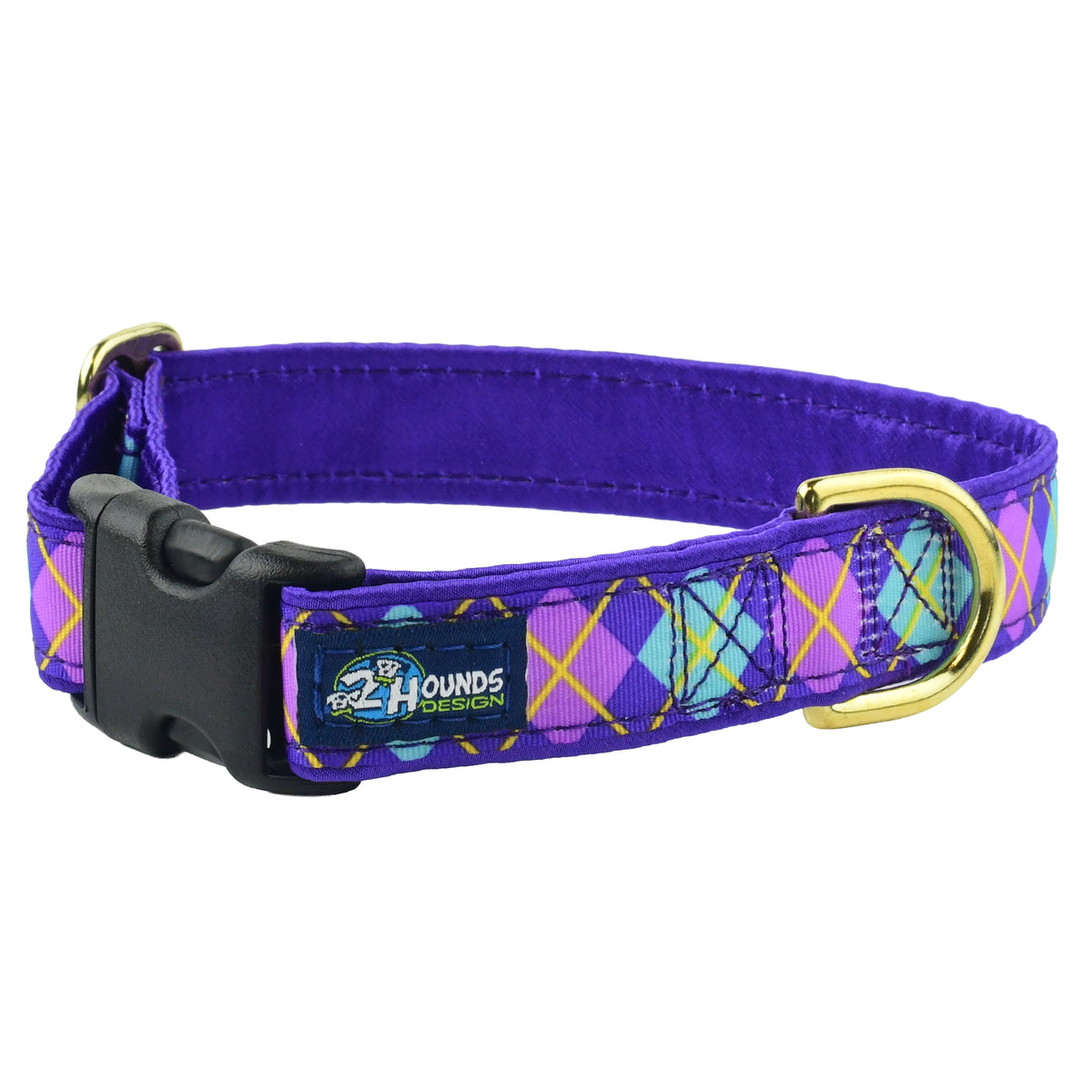Argyle Purple and Turquoise - Limited Dog Collar