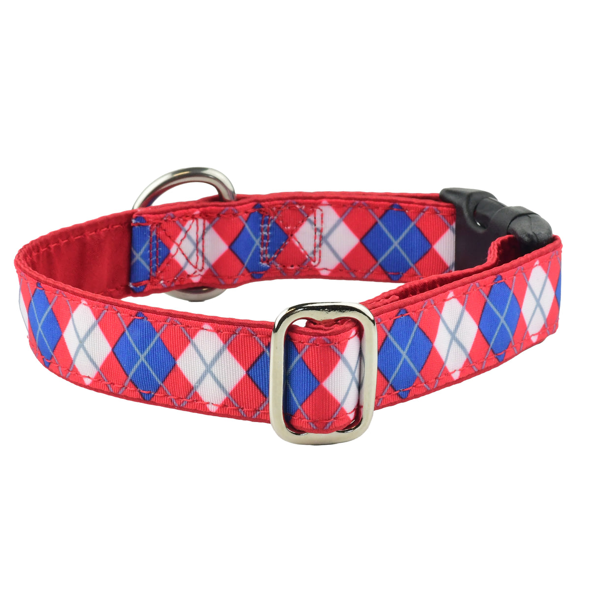 Argyle Red and Blue - Limited Dog Collar