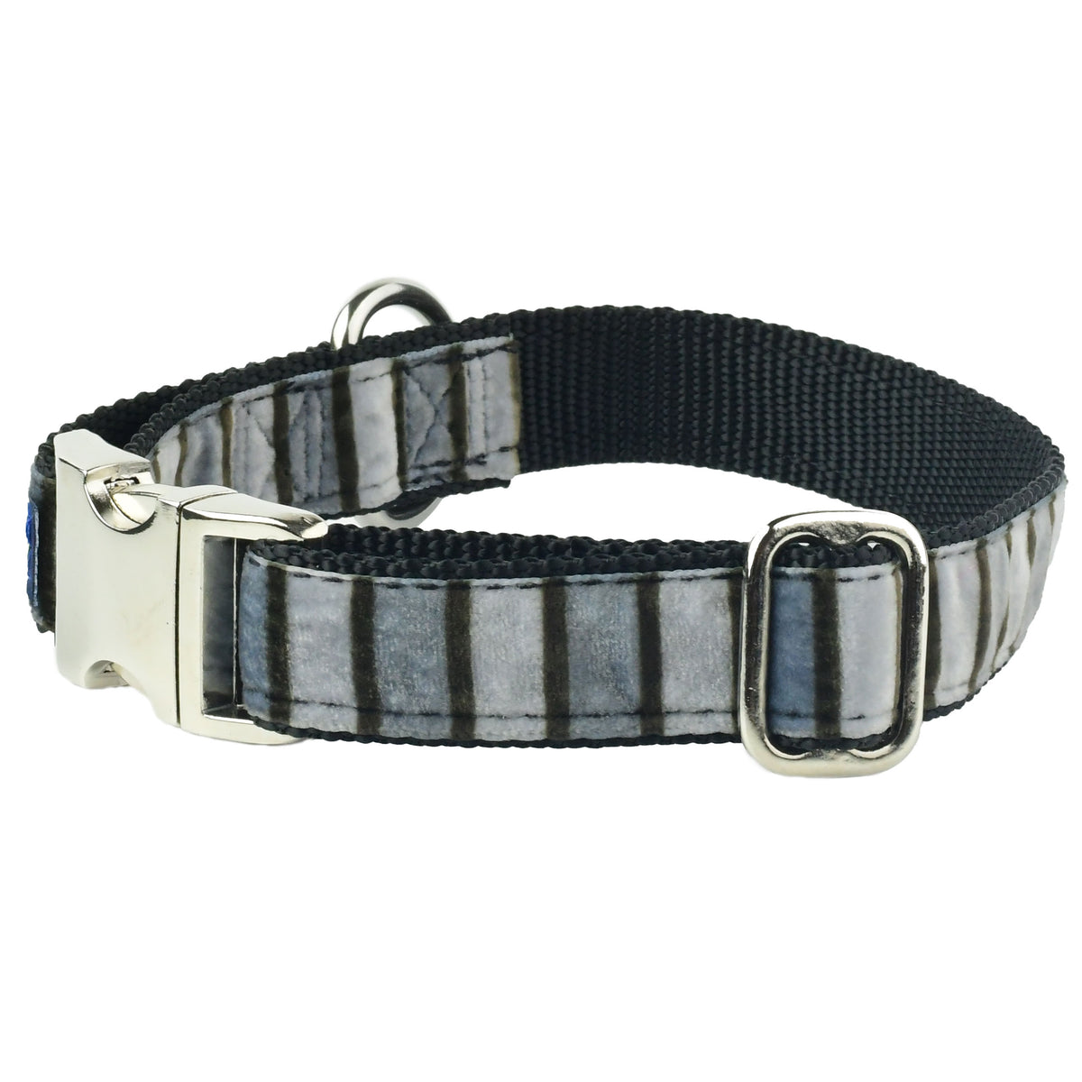 Black and Grey Stripes Velvet Essential Dog Collar