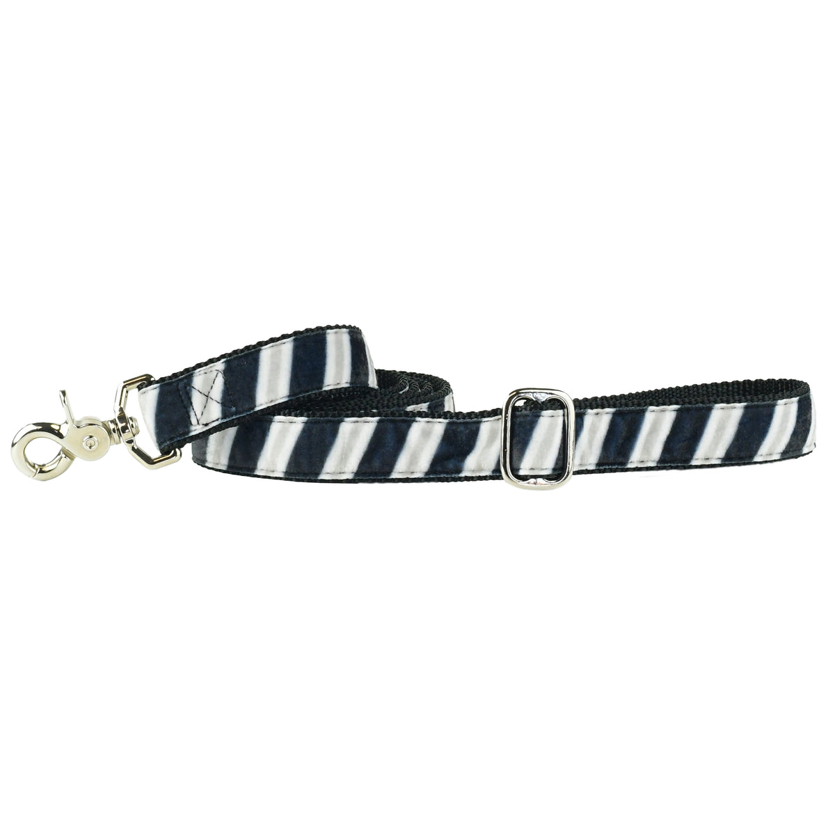 Black, Gray, & White Stripe Spirit Velvet Essential Dog Leash