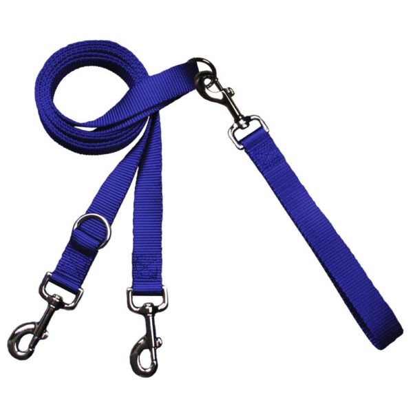 Navy blue dog leash with double-connection clips - Euro style for training and walking