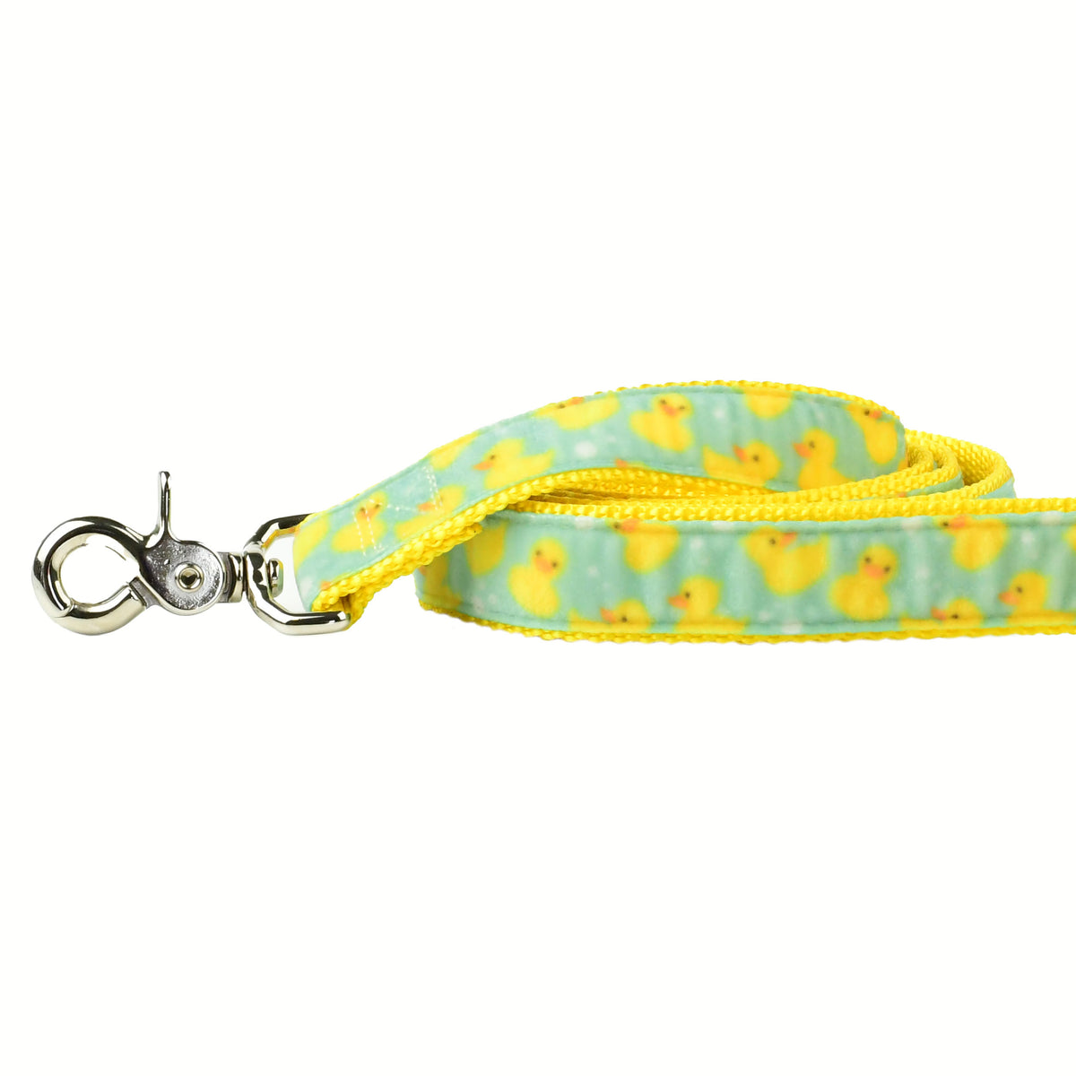 Close-up of a cute dog leash by 2 Hounds Design featuring rubber duck print