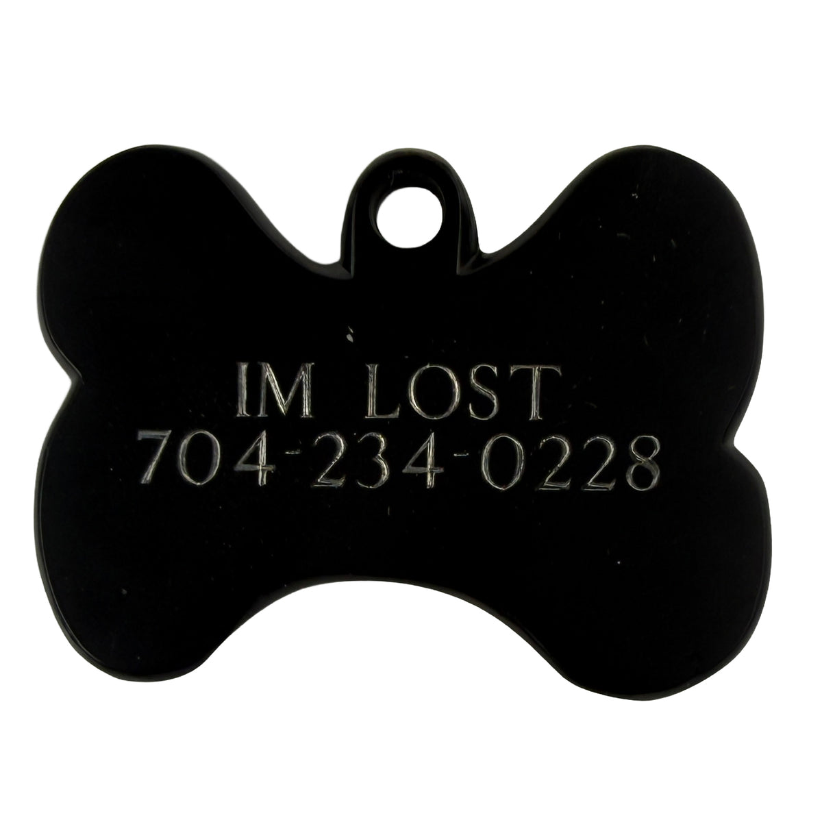 Matte Black Bone Shaped Engraved ID Dog Tag