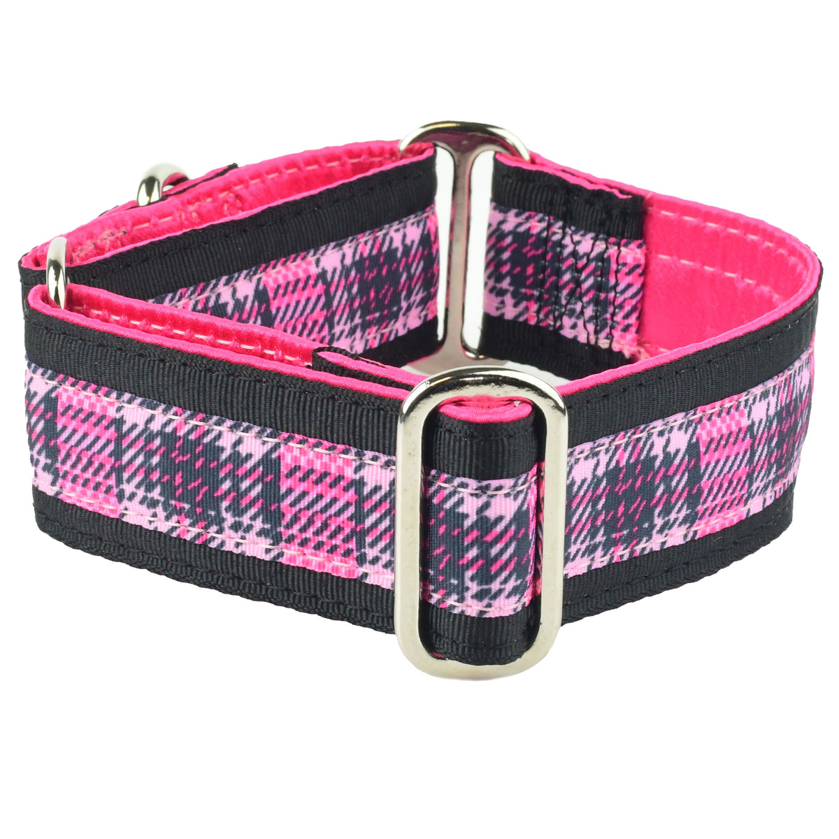 Highland Plaid Pink - Limited Buckle Martingale Dog Collar