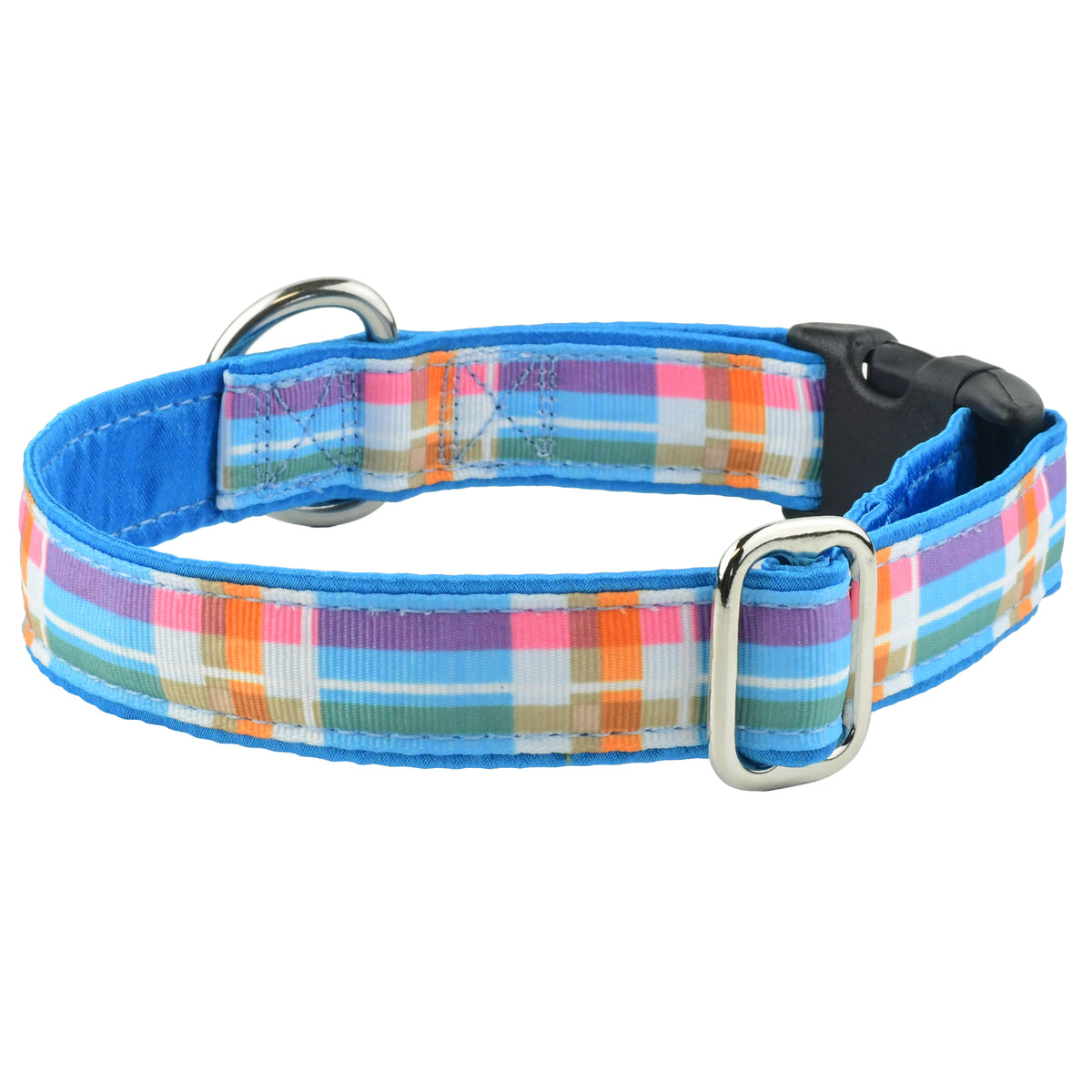 Madras Plaid Turquoise - Limited Martingale Dog Collar