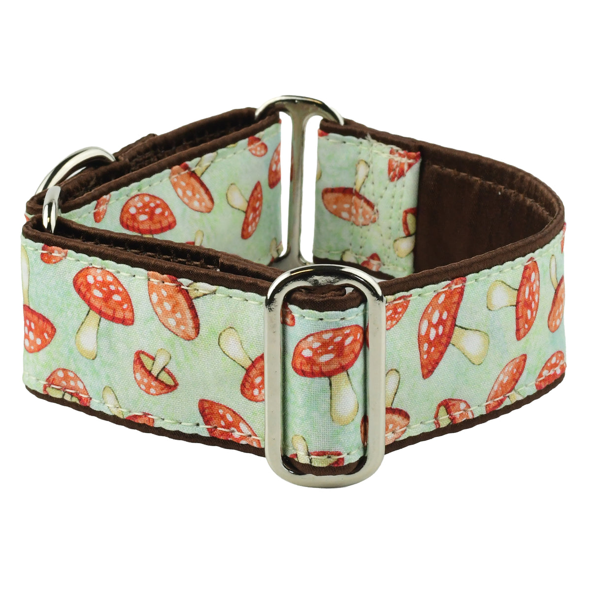 Minty Mushrooms - Limited Buckle Martingale Dog Collar