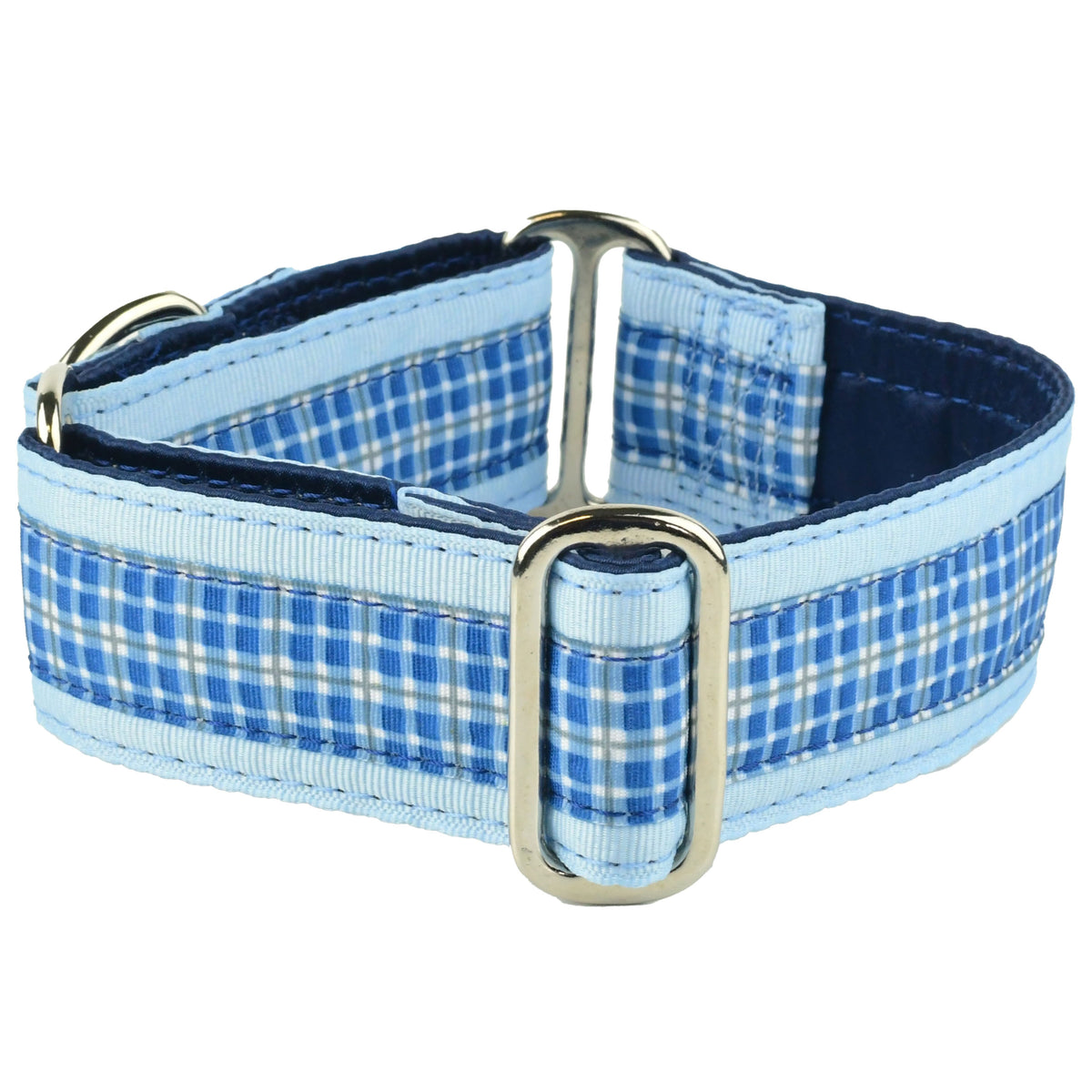 Preppy Plaid Blue - Limited Buckle Martingale Dog Collar