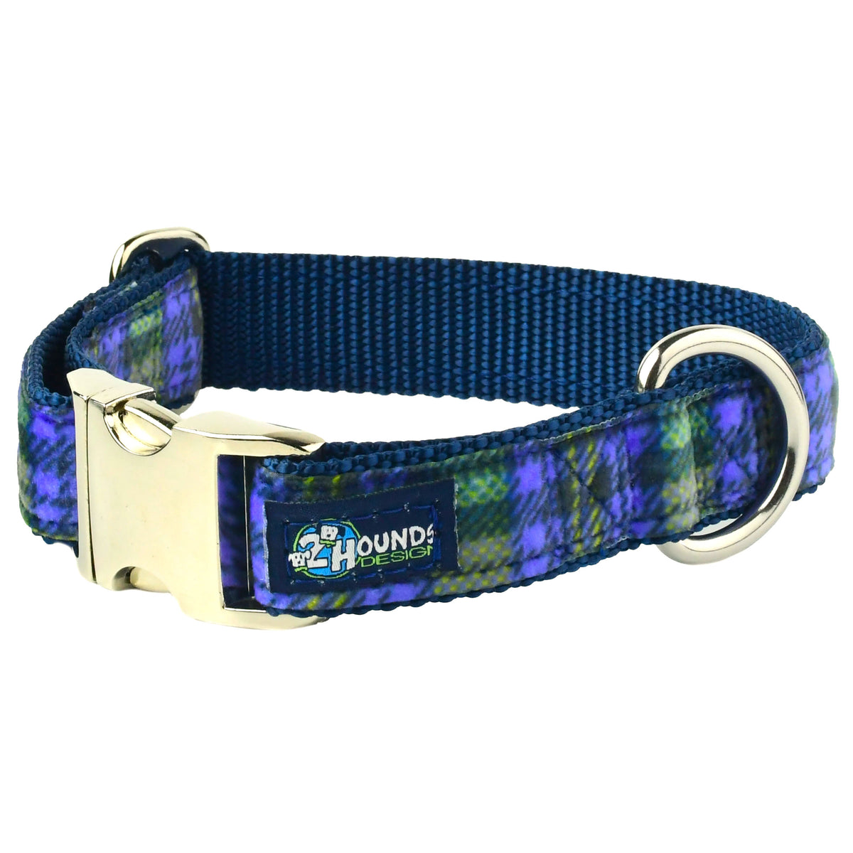 Purple Plaid Velvet Essential Dog Collar