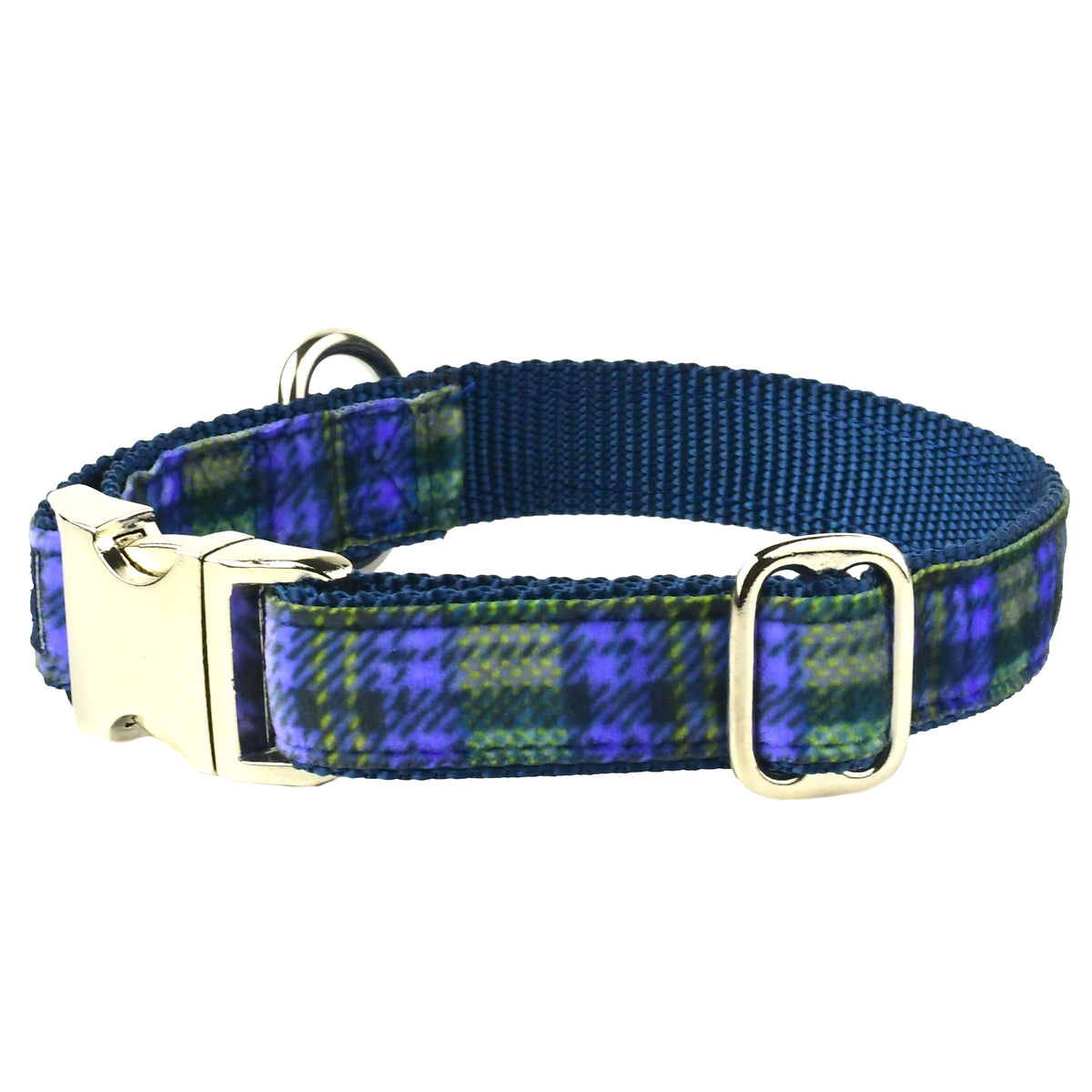 Purple Plaid Velvet Essential Martingale Dog Collar