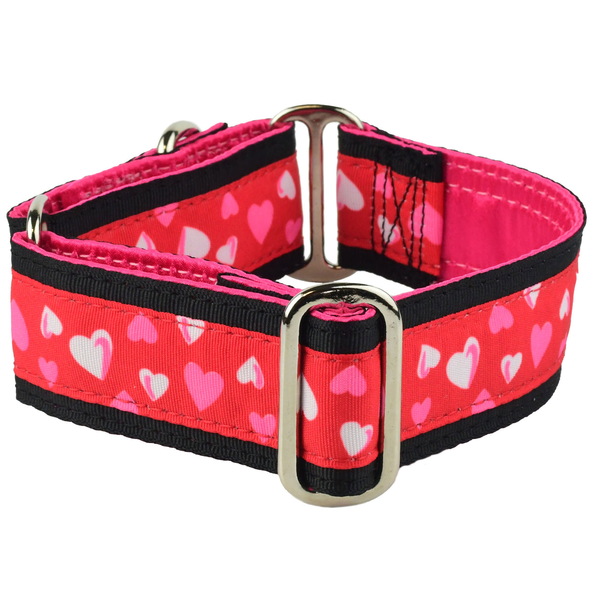 Red Hearts - Limited Buckle Martingale Dog Collar