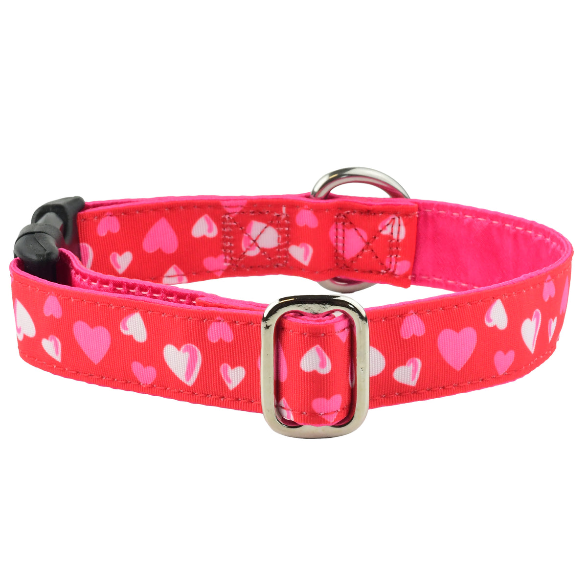 Red Hearts - Limited Buckle Martingale Dog Collar