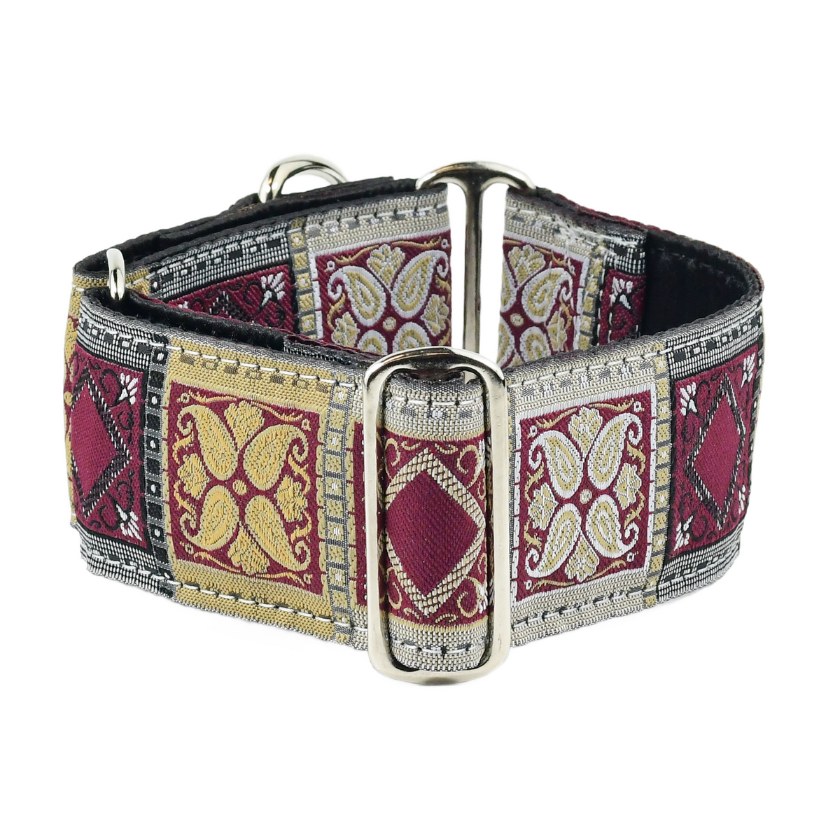 Ruby Tapestry 2″ Wide Martingale Collar Hounds Design