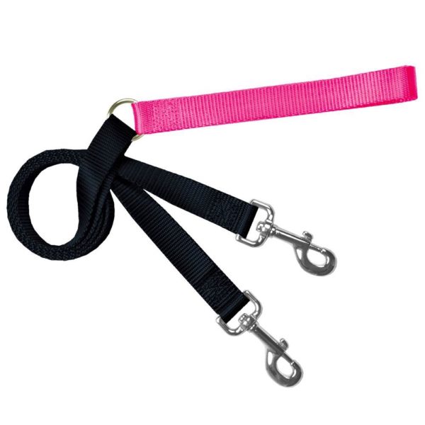 Black and hot pink training dog leash with adjustable hardware by 2 Hounds Design