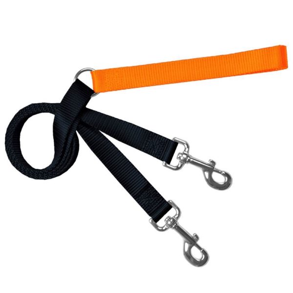 Black and orange training dog leash with adjustable hardware by 2 Hounds Design