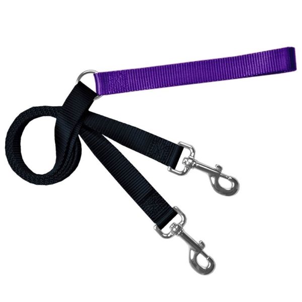 Black and purple training dog leash with adjustable hardware by 2 Hounds Design