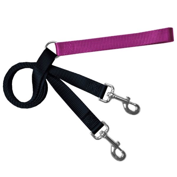 Black and raspberry training dog leash with adjustable hardware by 2 Hounds Design