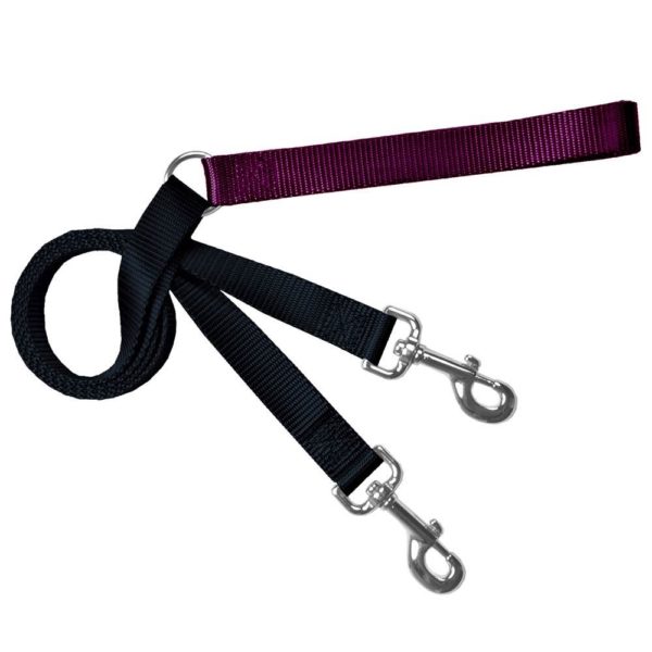 Black and burgundy training dog leash with adjustable hardware by 2 Hounds Design