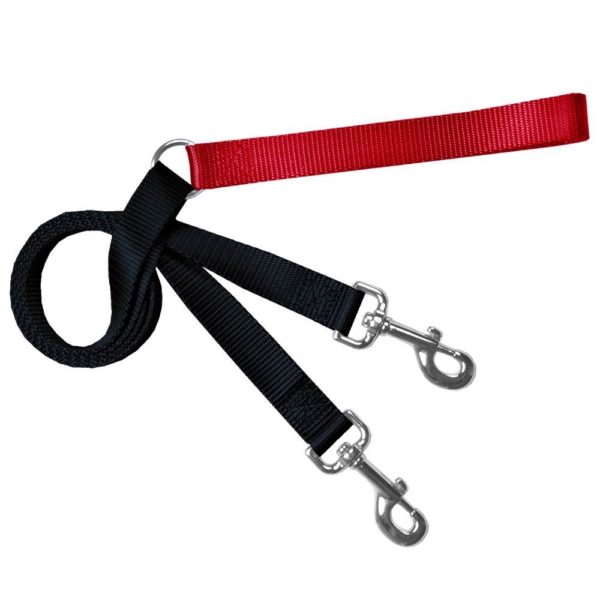 Black and red training dog leash with adjustable hardware by 2 Hounds Design
