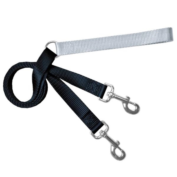 Black and silver training dog leash with adjustable hardware by 2 Hounds Design