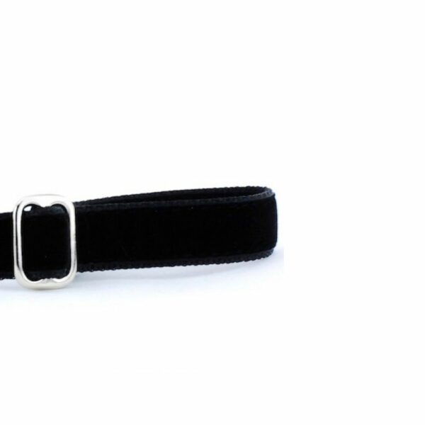 Close-up of black velvet dog leash handle with adjustable feature by 2 Hounds Design
