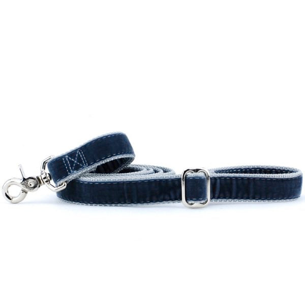 Smoke Gray velvet dog leash with silver hardware and adjustable buckle by 2 Hounds Design