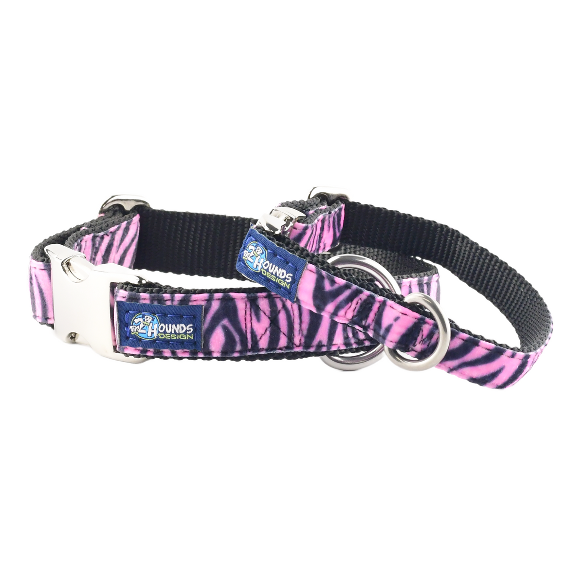 Wild Stripes Pink Velvet Essential Martingale Dog Collar