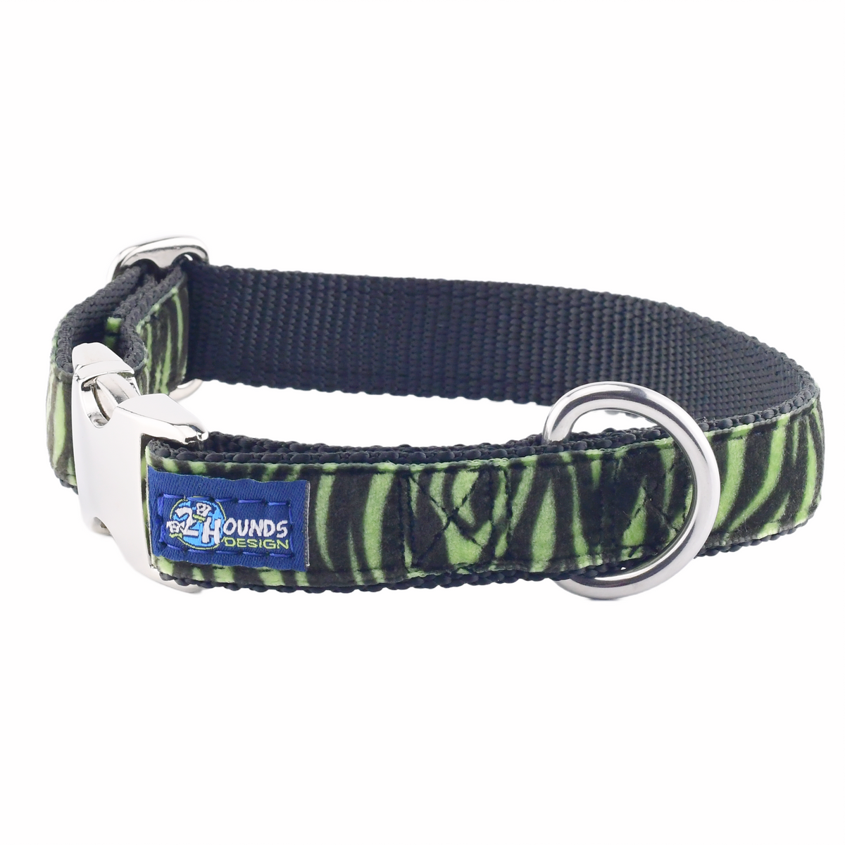 Wild Stripes Green Velvet Essential Dog Collar