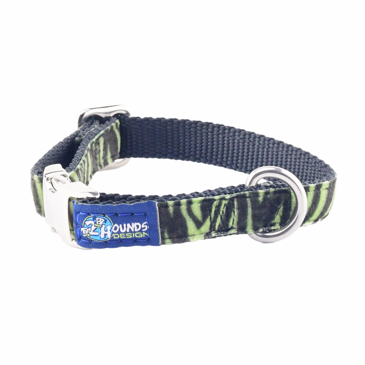 Wild Stripes Green Velvet Essential Dog Collar